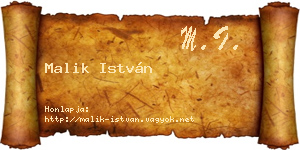 Malik István névjegykártya